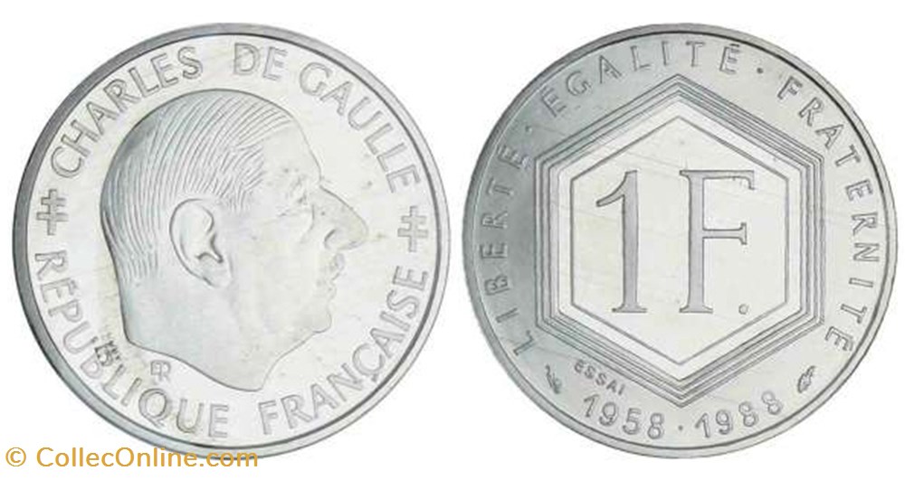 1 Franc commémorative CHARLES DE GAULLE - 1988 monnaies france modernes 1 franc commemorative charles de gaulle 1988