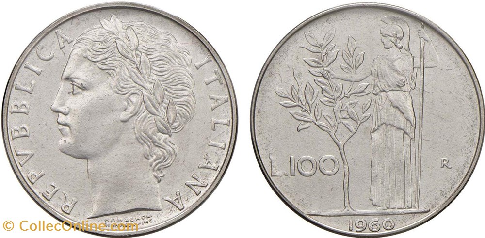 100 lires grand module - 1960 monnaies monde italie 100 lires grand module 1960