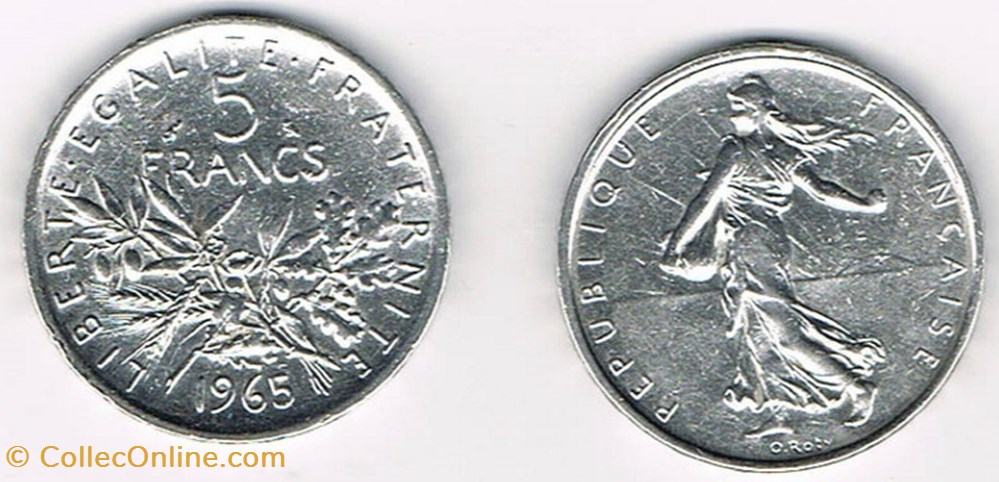 5 Francs SEMEUSE - 1965 monnaies france modernes 5 francs semeuse 1965