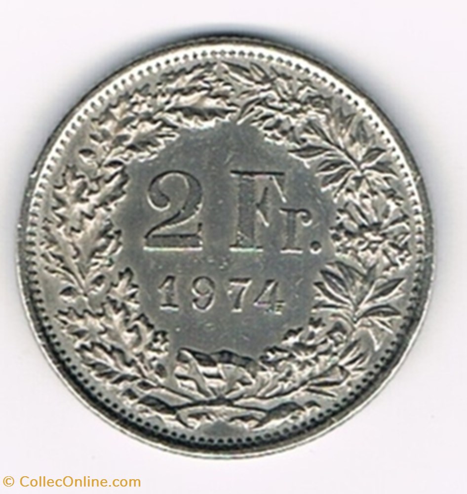 monnaies monde suisse 2 francs helvetia debout