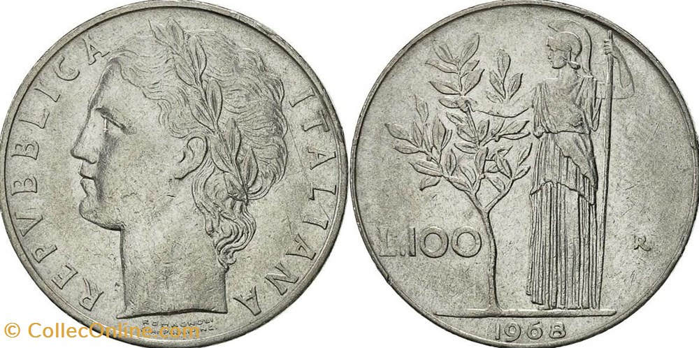 100 lires grand module - 1968 monnaies monde italie 100 lires grand module 1968