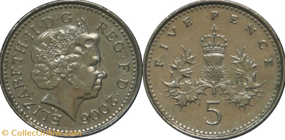 5 pence Elizabeth II 4e effigie, type chardon - 2002 monnaies monde royaume uni 5 pence elizabeth ii 4e effigie type chardon 2002