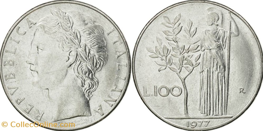 100 lires grand module - 1977 monnaies monde italie 100 lires grand module 1977