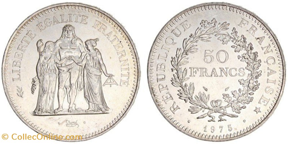 monnaies france modernes 50 francs hercule 1975