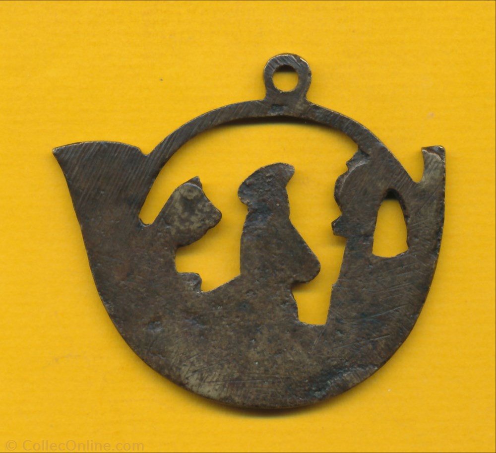 patrimoine religieux objet culte souvenir medaille cornet de st hubert