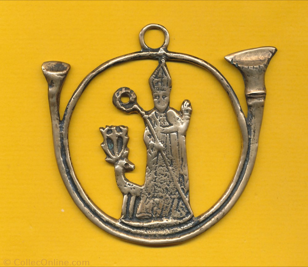Médaille - Cornet de St Hubert patrimoine religieux objet culte souvenir medaille cornet de st hubert