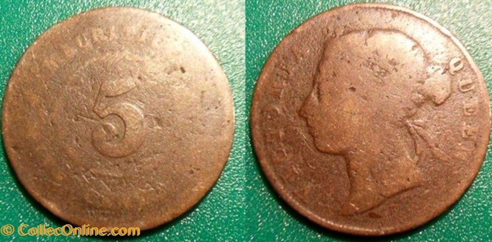 Maurice 5 Cents (1877-1901) Victoria monnaies monde maurice 5 cents 1877 1901 victoria