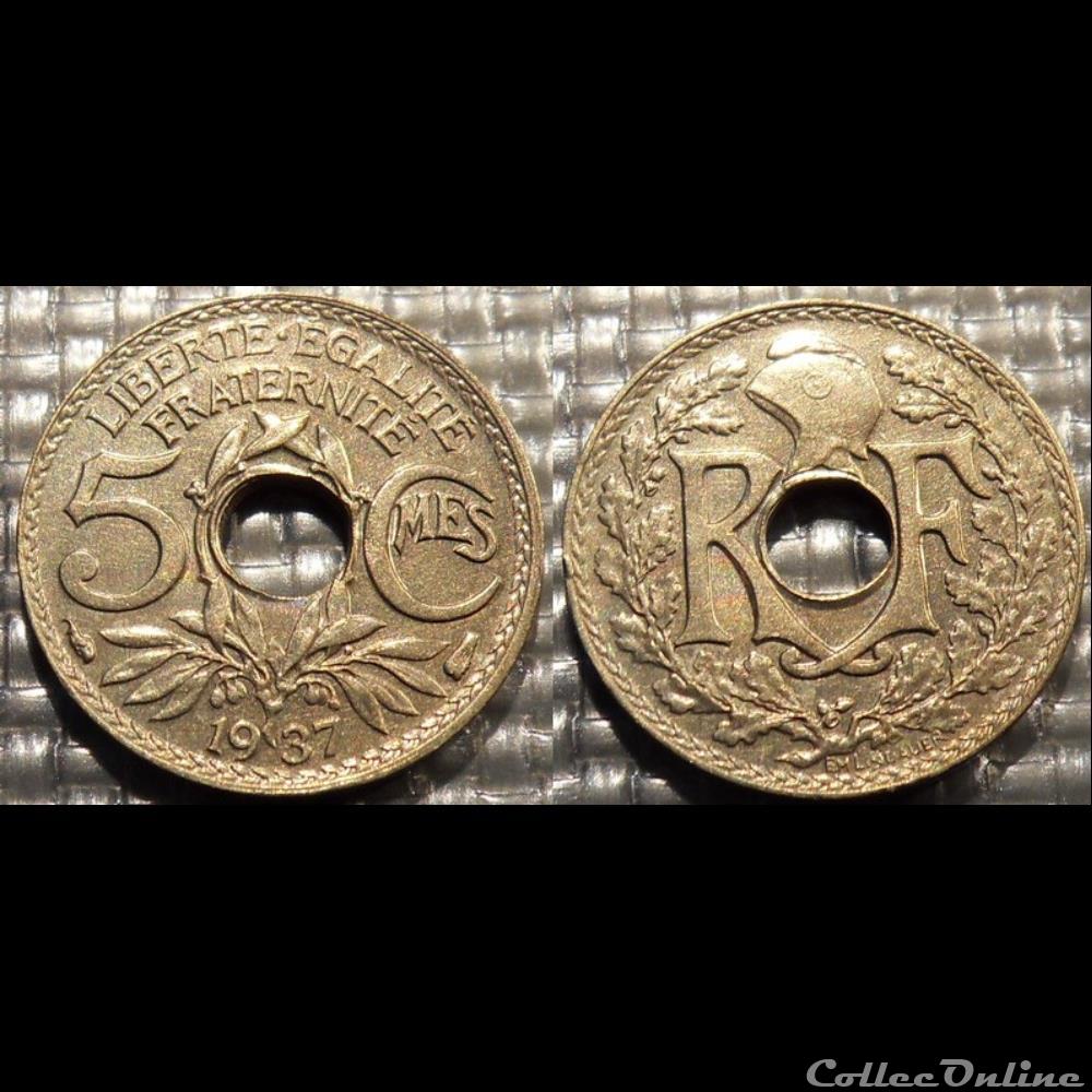 Cc 5 centimes EM Lindauer 1937 17mm 2g monnaie france moderne cc 5 centimes em lindauer 1937 17mm 2g