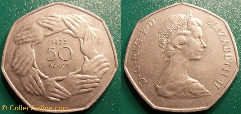 50 Pence 1973 Entrée dans l'UE monnaie monde royaume uni 50 pence 1973 entree dans ue
