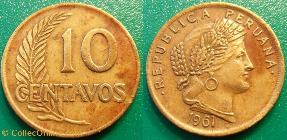 10 Centavos 1961 monnaie monde perou 10 centavos 1961