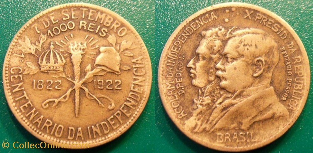 1000 Réis 1922 monnaie monde bresil 1000 reis 1922