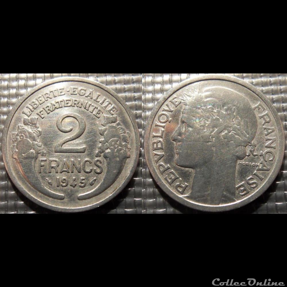 Jf 2 francs Morlon 1945 27mm 2.2g monnaie france moderne jf 2 francs morlon 1945 27mm 2 2g