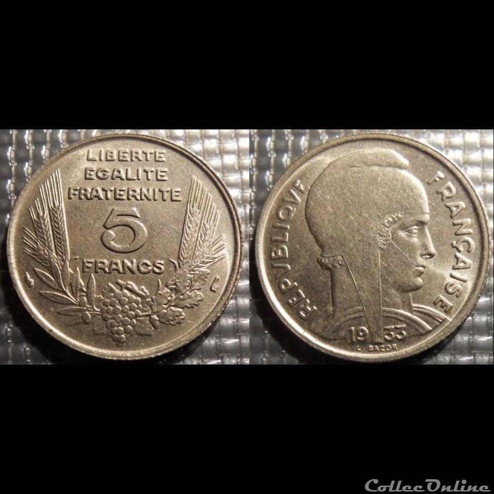 Ka 5 francs Bazor 1933 monnaies monde france ka 5 francs bazor 1933