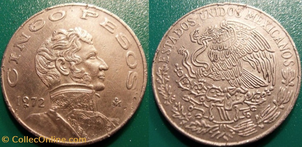 5 Pesos 1972 monnaie monde mexique 5 pesos 1972
