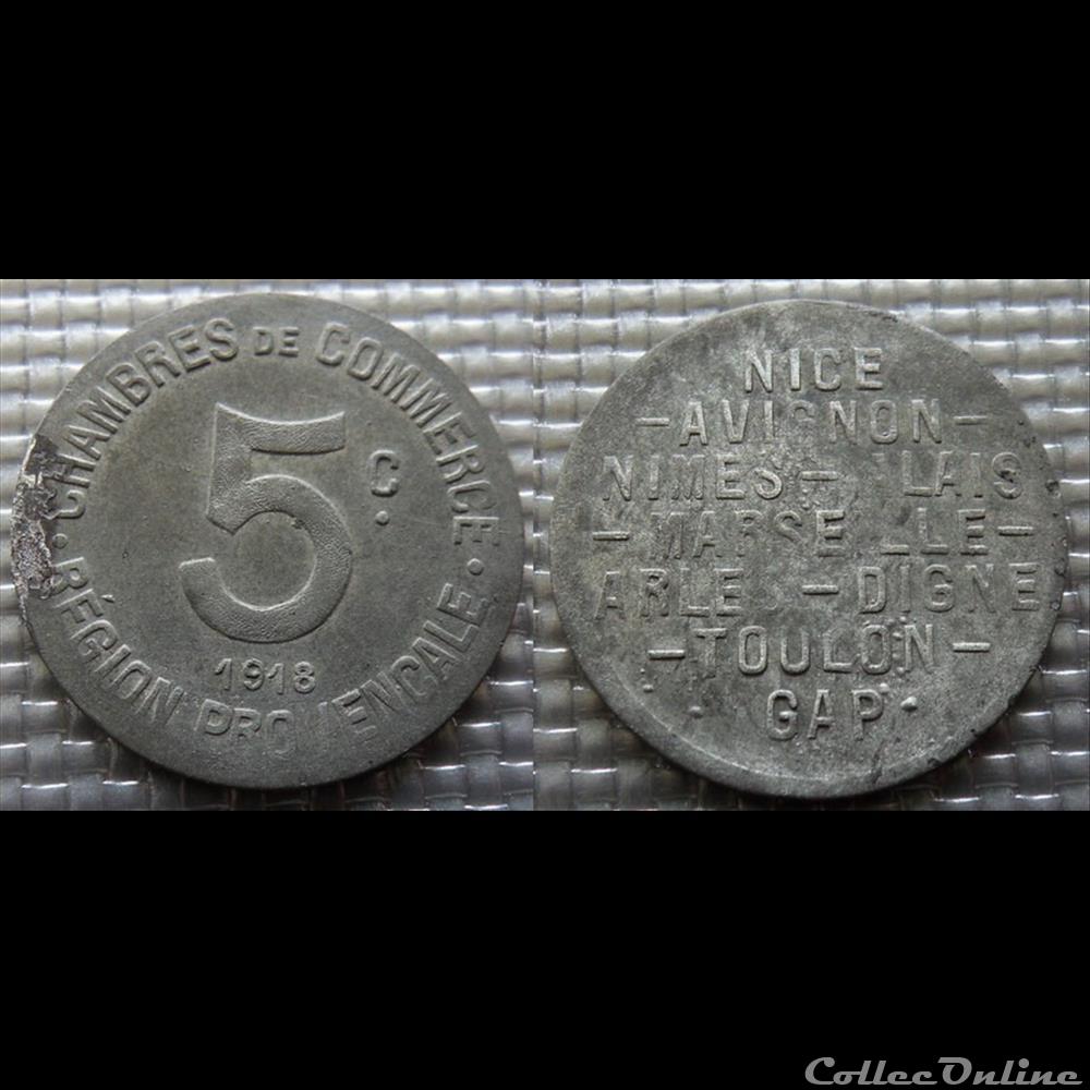 p- MN Région Provençale 5 C. 1918 Zinc Elie:10.1 monnaies paranumismatique jetons poids p mn region provencale 5 c 1918 zinc elie 10 1