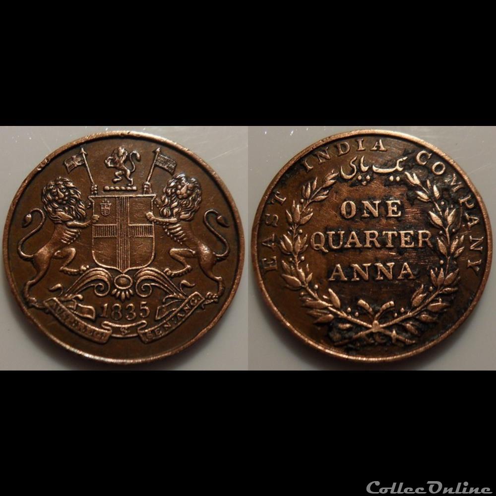 East India Company 1/4 Anna1835 monnaie monde gauloise east india company 1 4 anna1835