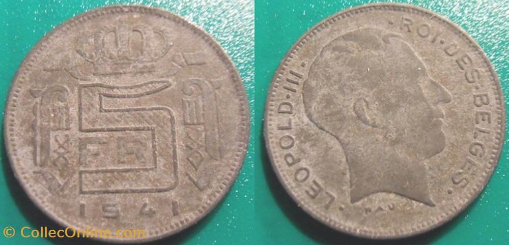 5 Francs 1941 Des Belges monnaie monde belgique 5 francs 1941 des belges