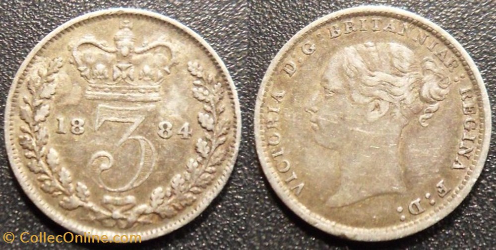 Grande Bretagne 3 Pence 1884 monnaies grande bretagne 3 pence 1884