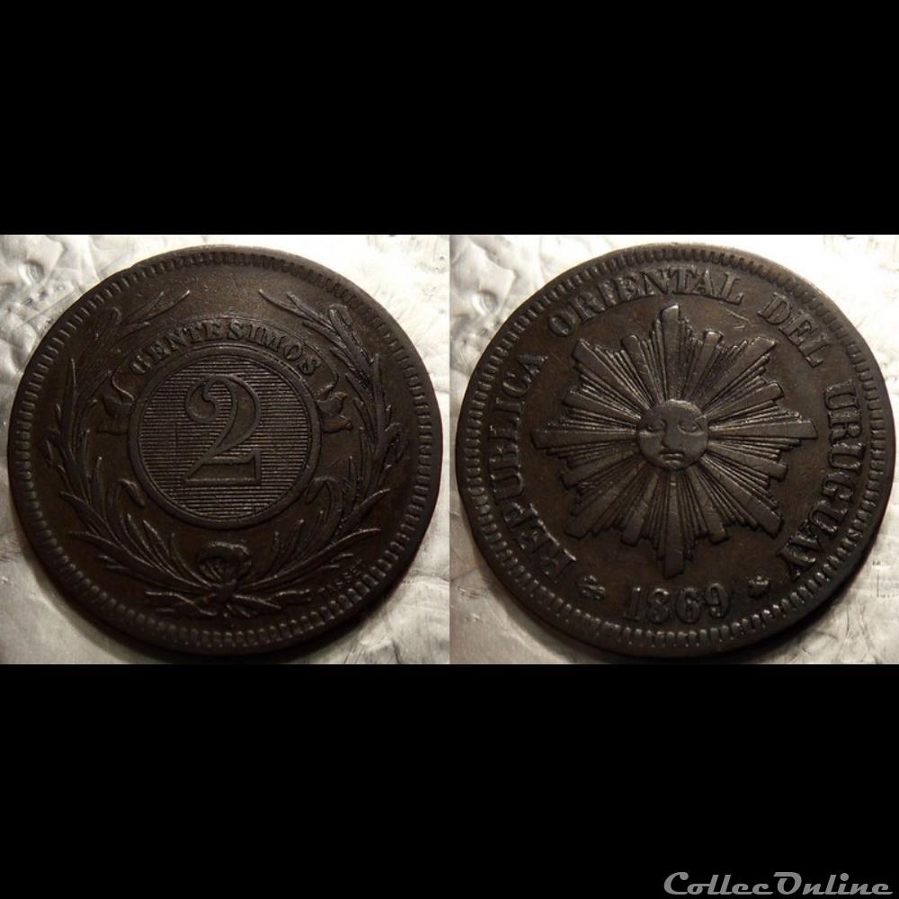 monnaie monde uruguay 2 centesimos 1869 a