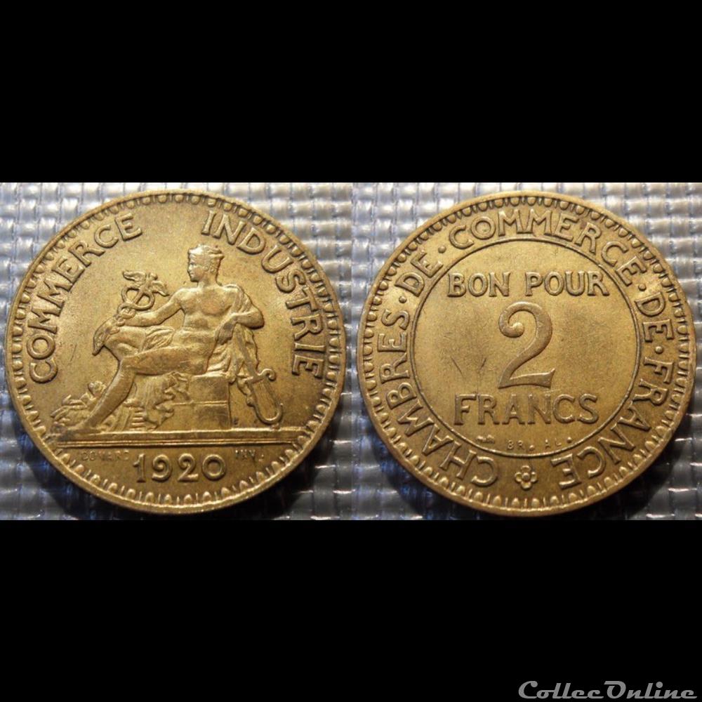 monnaie france moderne jb 2 francs domard 1920 27mm 8g