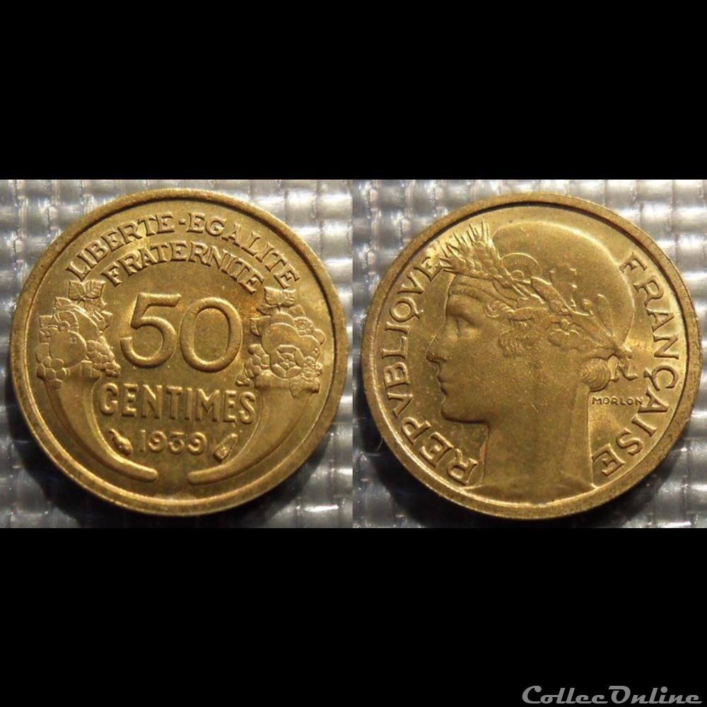 Gc 50 centimes Morlon 1939 18mm 2g monnaie france moderne gc 50 centimes morlon 1939 18mm 2g