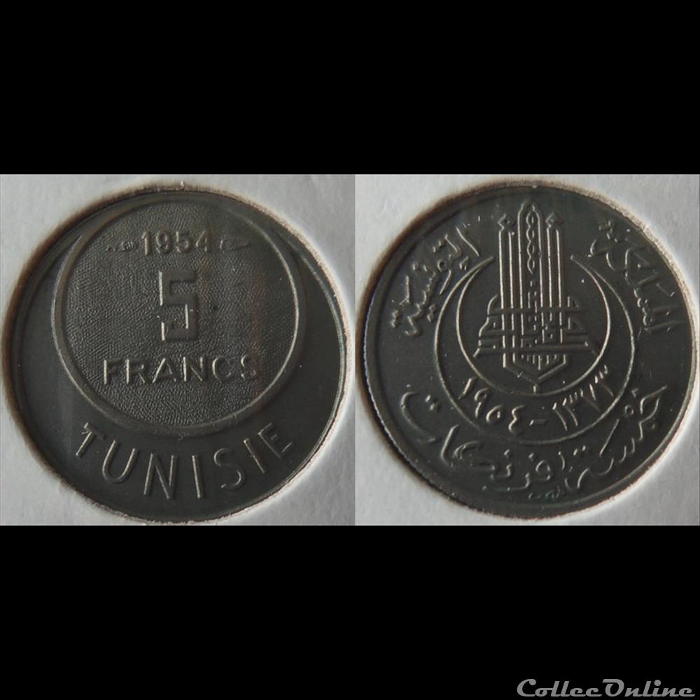 Tunisie 5 Francs 1954 monnaie france colony tunisie 5 francs 1954
