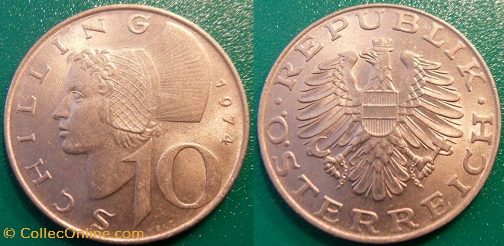 10 Schilling 1974 monnaie monde autriche 10 schilling 1974