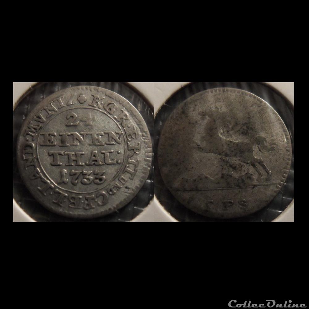 Germany Hannovre 1/24 Thaler 1733 monnaie france moderne germany hannovre 1 24 thaler 1733