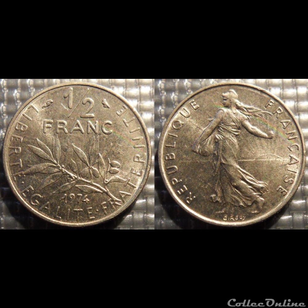 Gl 1/2 franc semeuse 1974 19.5mm 4.5g monnaie france moderne gl 1 2 franc semeuse 1974 19 5mm 4 5g