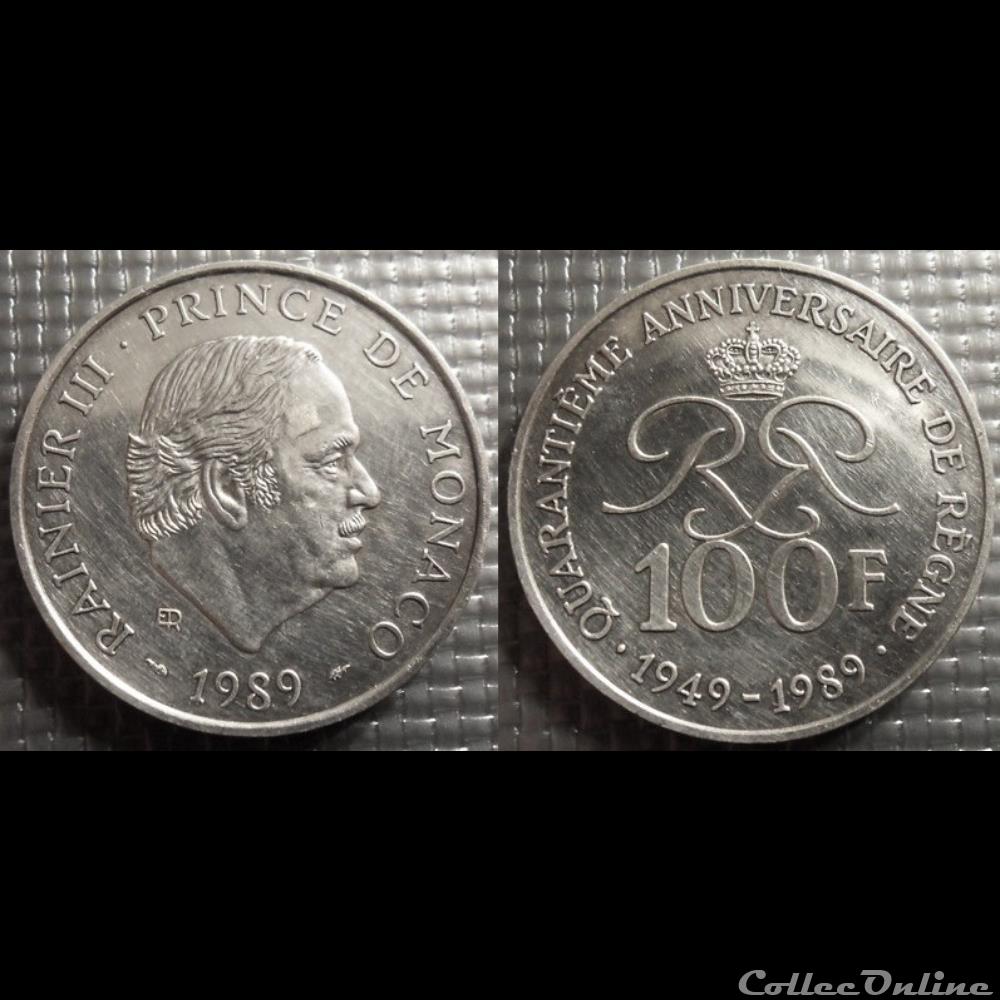 Monaco 100 francs 1989 Rainier III monnaie jeton mereaux moderne monaco 100 francs 1989 rainier iii