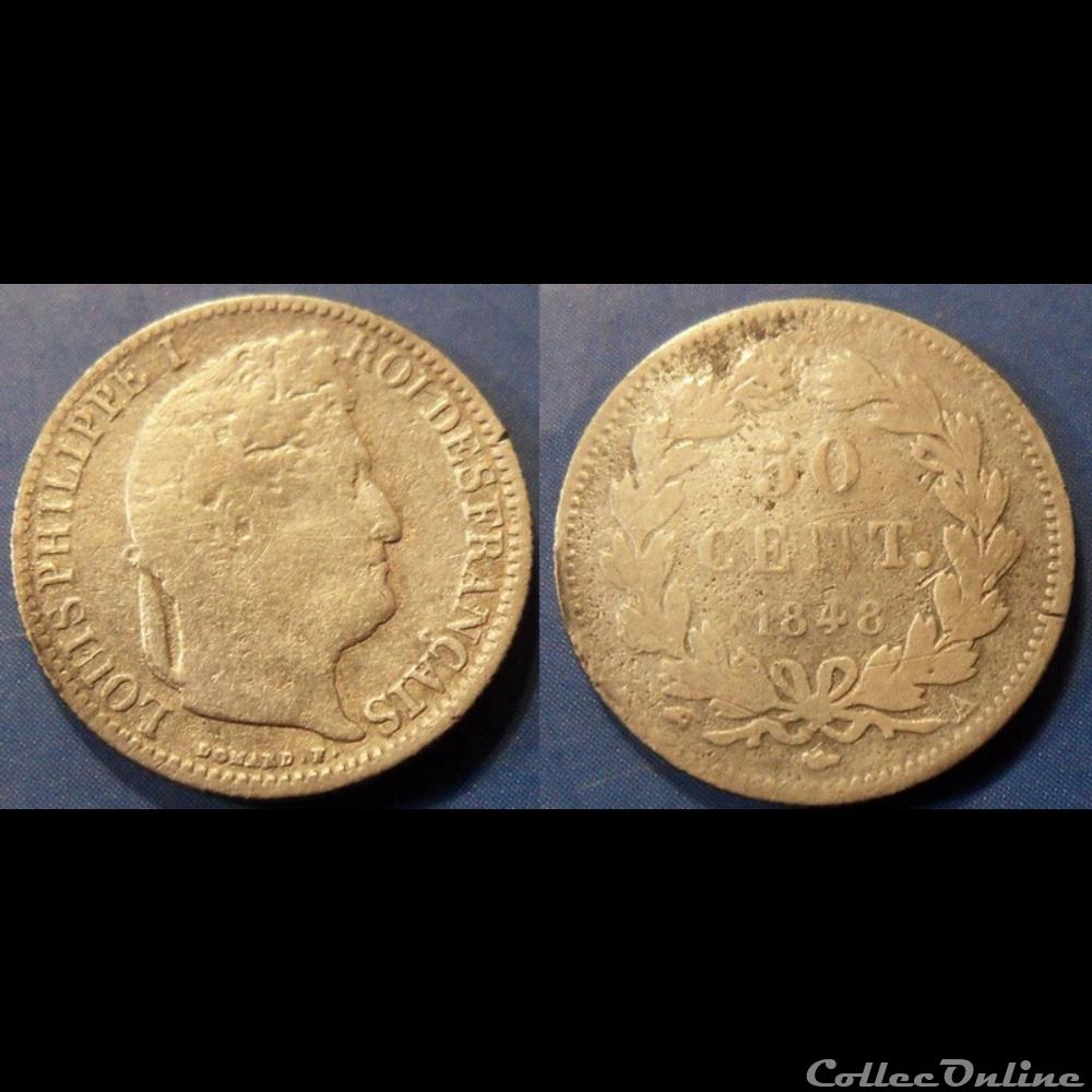 monnaie france moderne g louis philippe 50 centimes 1848 a