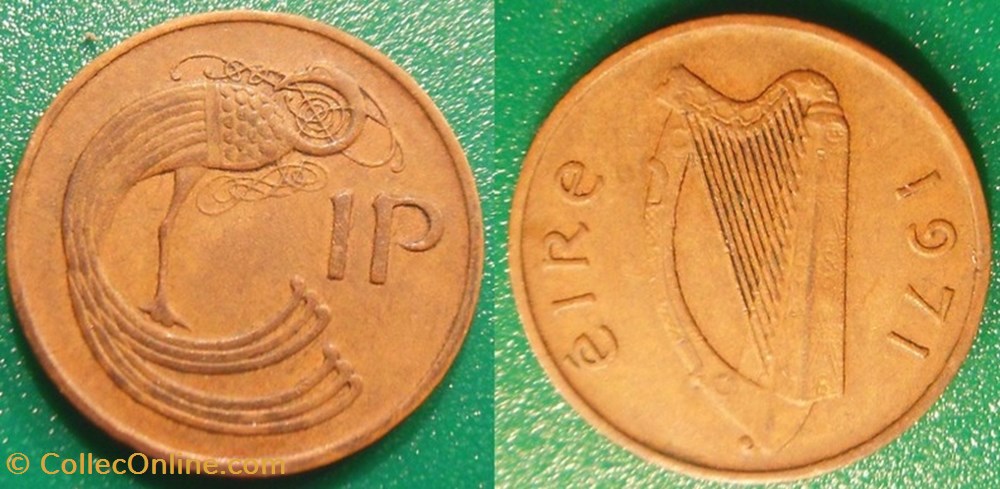 monnaie monde irlande 1 penny 1971 non magnetique