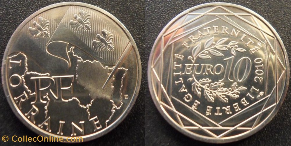 10 Euros des Régions 2010 1er type LORRAINE monnaies monde france 10 euros des regions 2010 1er type lorraine
