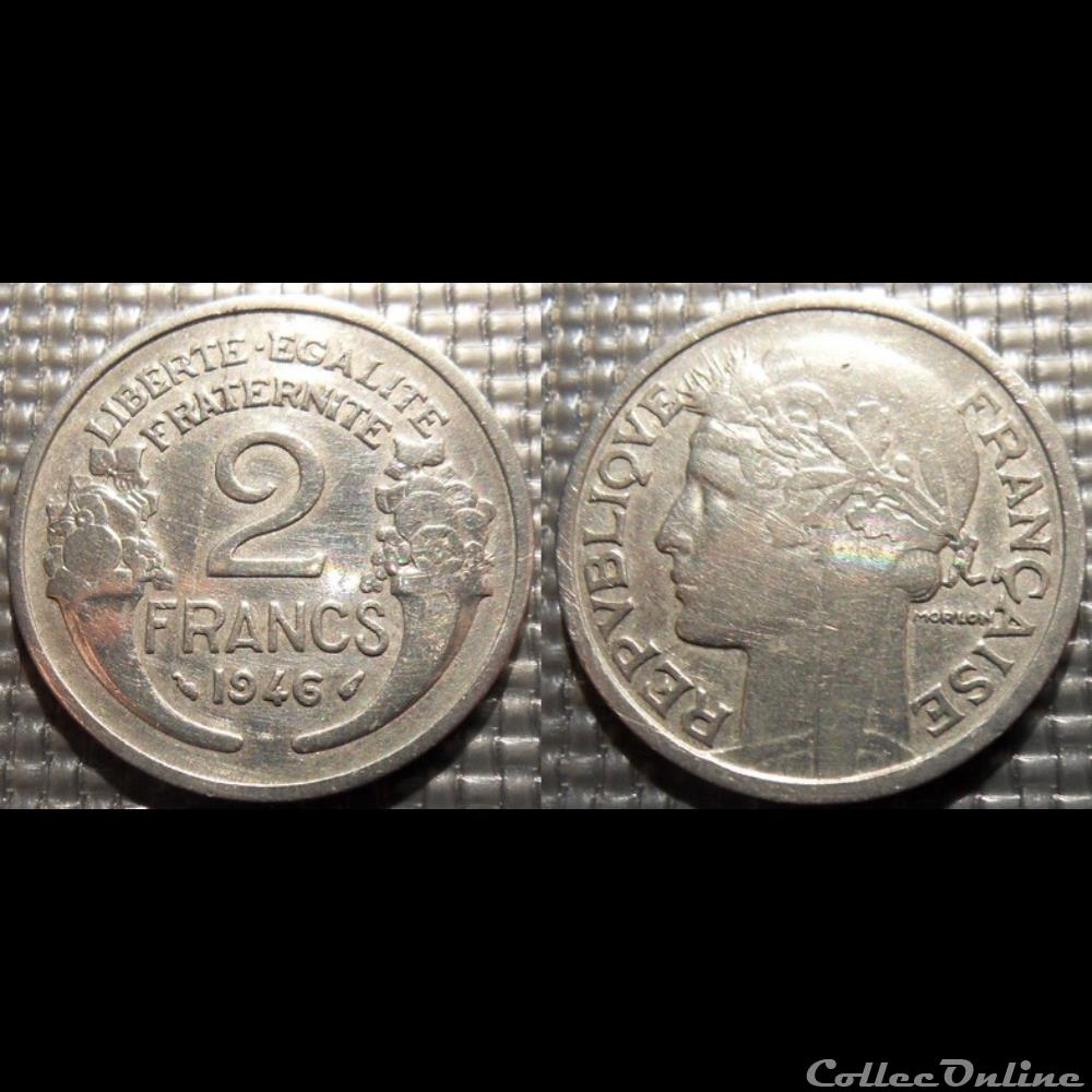 Jf 2 francs Morlon 1946 27mm 2.2g monnaie france moderne jf 2 francs morlon 1946 27mm 2 2g