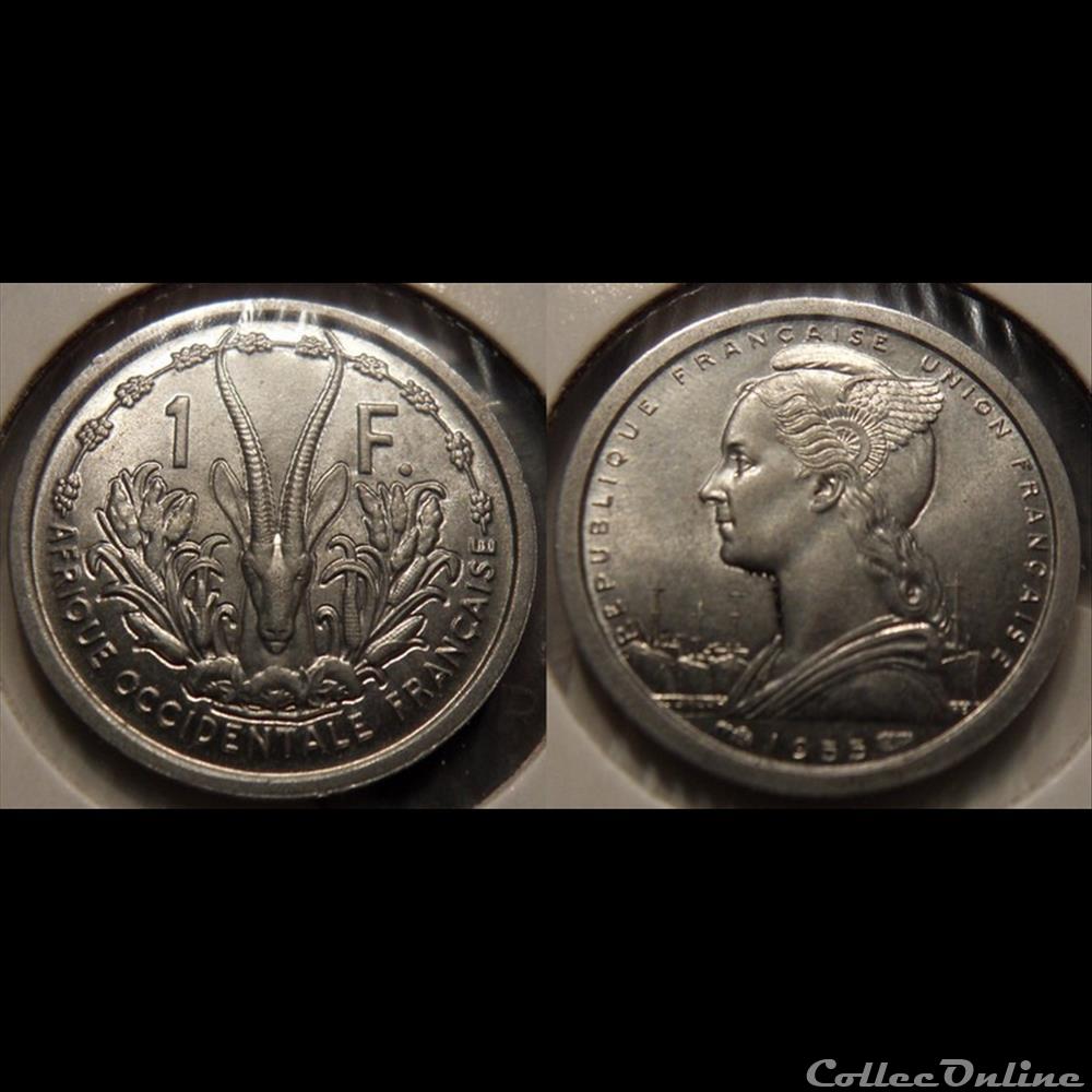 monnaie france colony afrique occidentale francaise union francaise 1 franc 1955