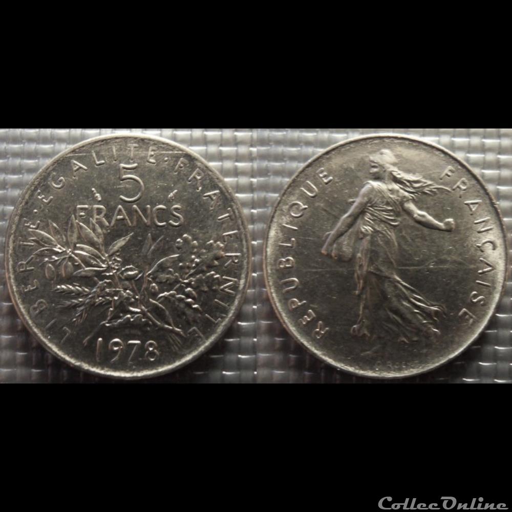 Kg 5 francs Semeuse 1978 29mm 10g monnaie france moderne kg 5 francs semeuse 1978 29mm 10g