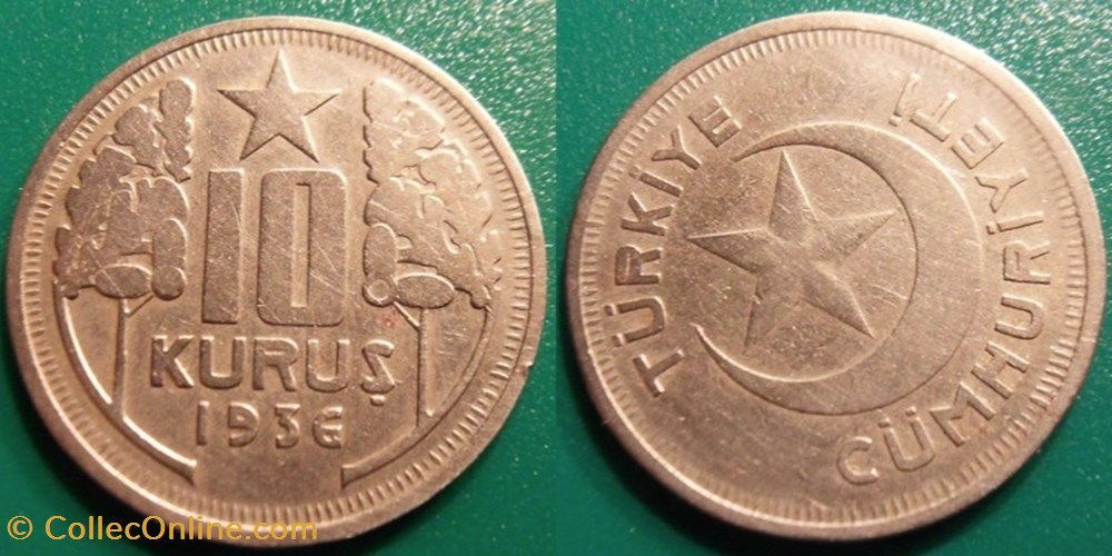 10 Kurus 1936 monnaie monde turquie 10 kurus 1936
