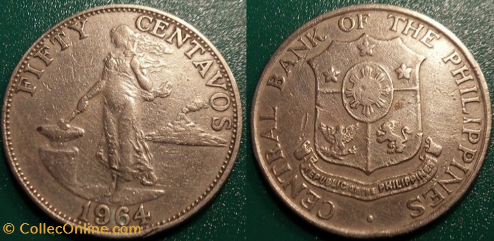 50 Centavos 1964 monnaie monde philippine 50 centavos 1964