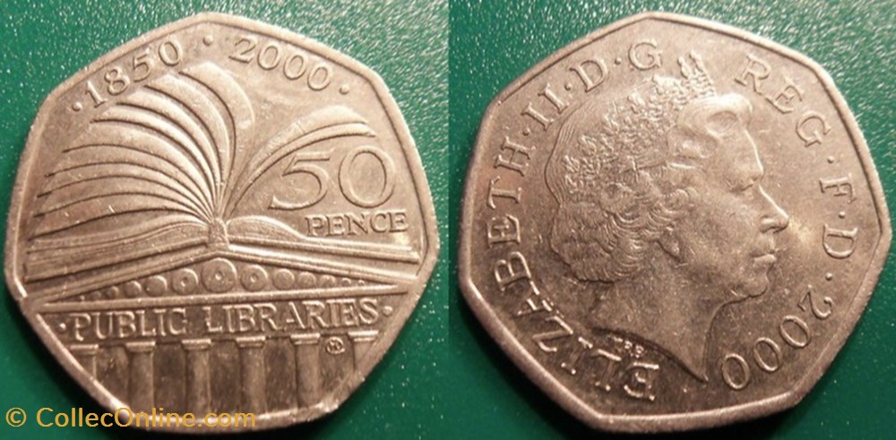 50 Pence 2000 Bibliothèques publiques monnaie monde royaume uni 50 pence 2000 bibliotheques publiques