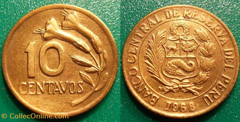 10 Centavos 1968 monnaie monde perou 10 centavos 1968