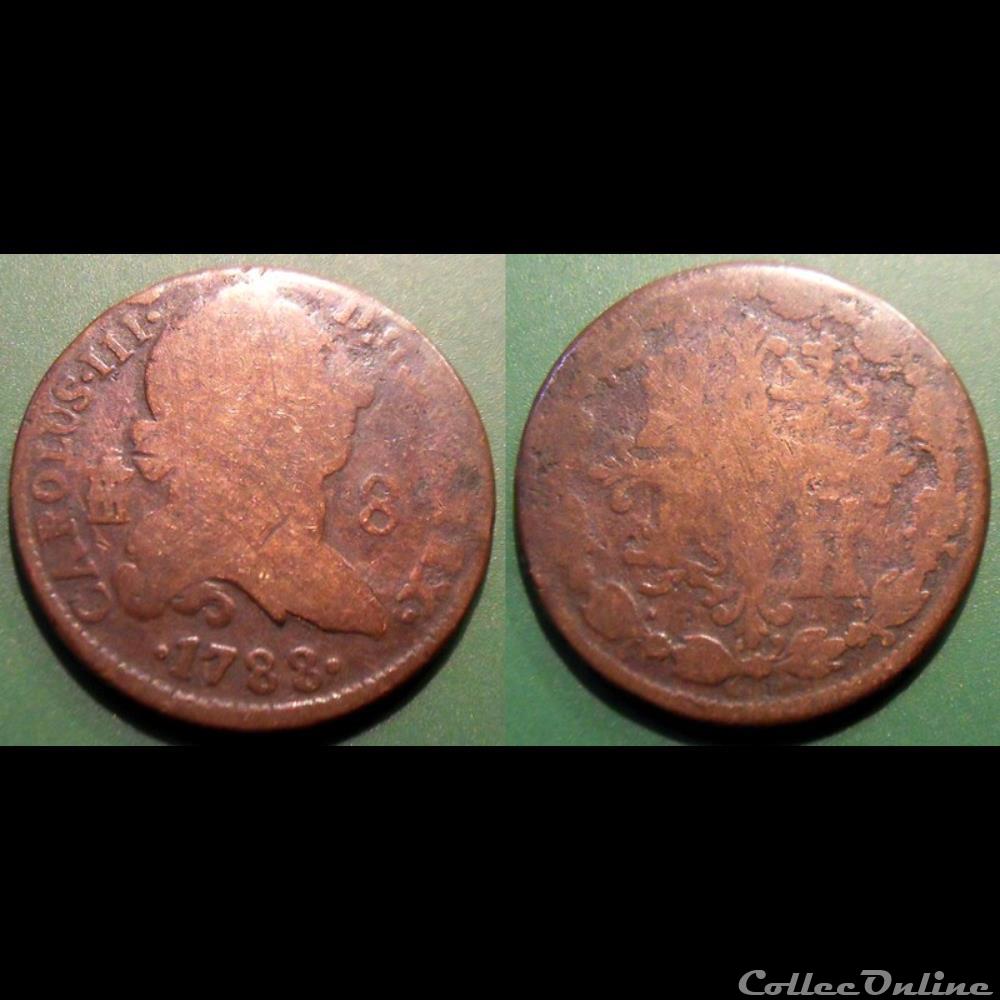 Espagne 8 Maradevis 1788 Aqueduc monnaie monde espagne 8 maradevis 1788 aqueduc
