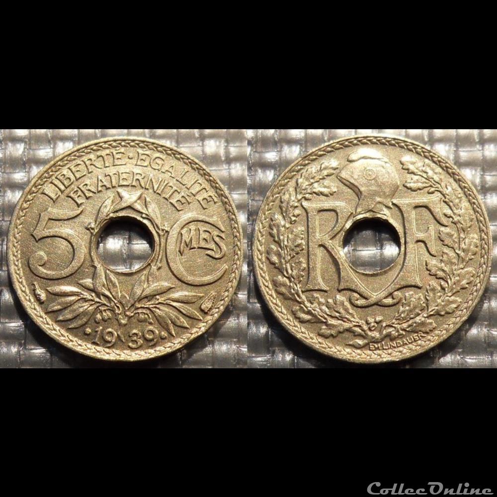 Cd 5 centimes EM Lindauer .1939. 17mm 1.5g monnaie france moderne cd 5 centimes em lindauer 1939 17mm 1 5g