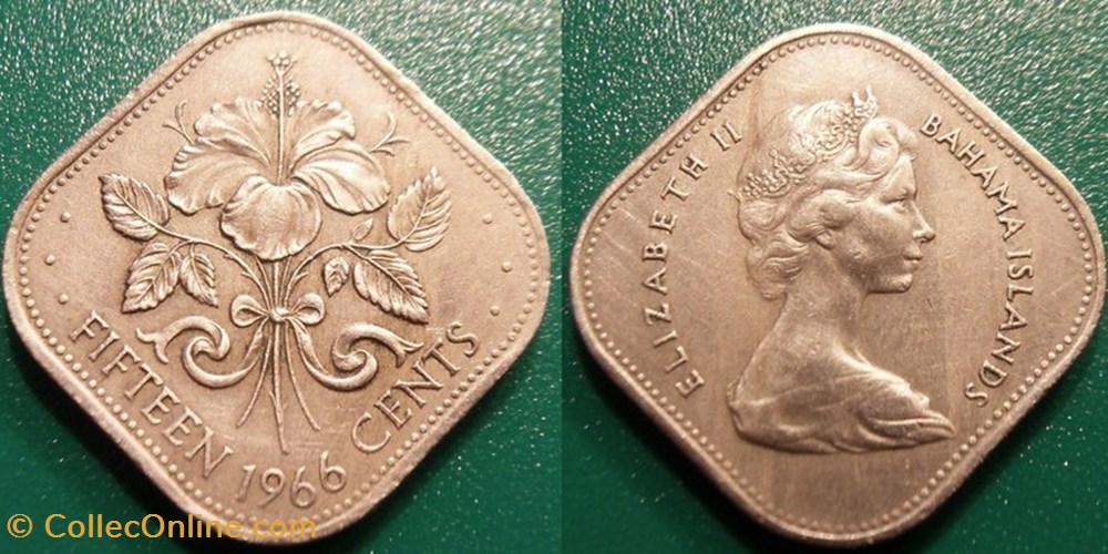 monnaie monde bahama 15 cents 1969
