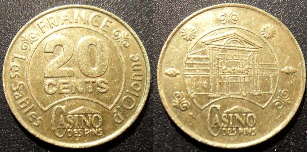 j- Jeton casino Les Sables d'Olonne Casino des Pins 20 Cents monnaies paranumismatique jetons poids j jeton casino les sables olonne casino des pins 20 cents