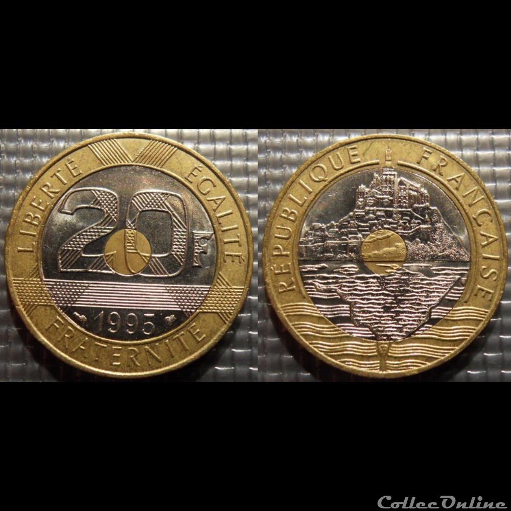 monnaie france moderne md 20 francs mont saint michel 1995 27mm 9g