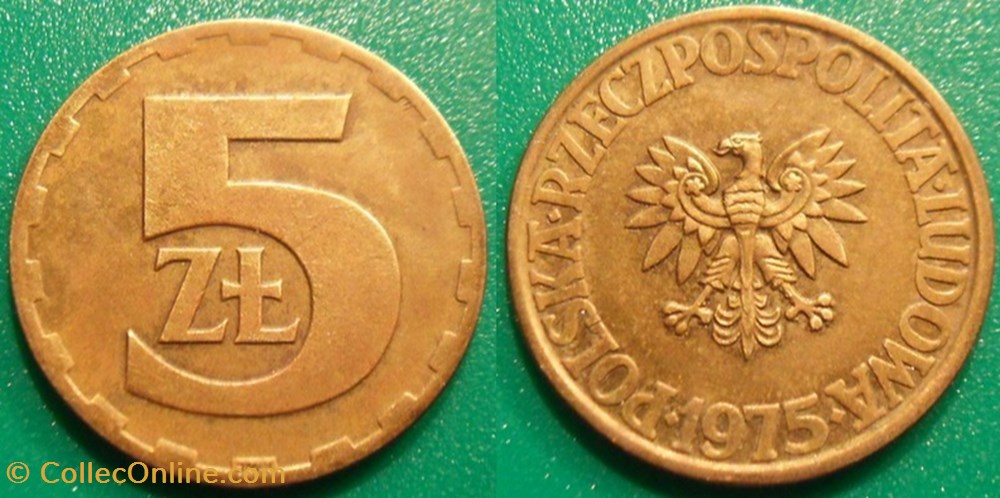5 Zlotych 1975 monnaie monde pologne 5 zlotych 1975