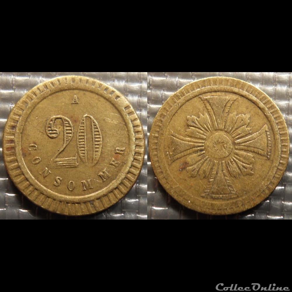 f- Jeton à consommer 20 C. monnaie mereaux f jeton a consommer 20 c