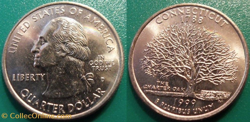 1/4 dollar 1999 D Connecticut monnaie monde etat uni 1 4 dollar 1999 d connecticut