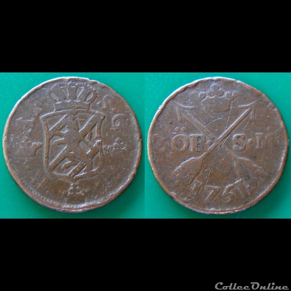 monnaie monde suede 2 ore 1751