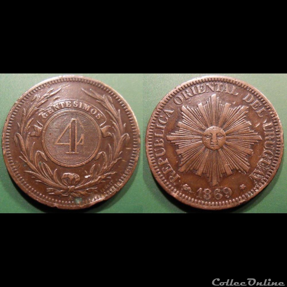 Uruguay 4 Centésimos 1869 A monnaie monde uruguay 4 centesimos 1869 a